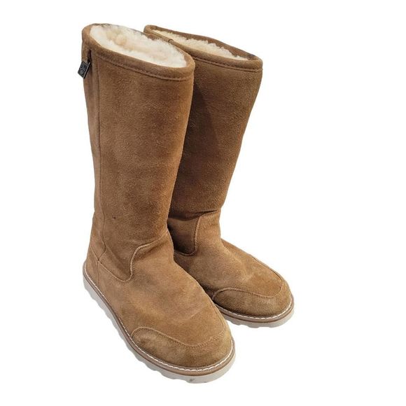 Bearpaw Kimella Women’s Brown Sz 7 12” Tall Boot Cow Suede Sheep Skin Wool - Picture 5 of 14
